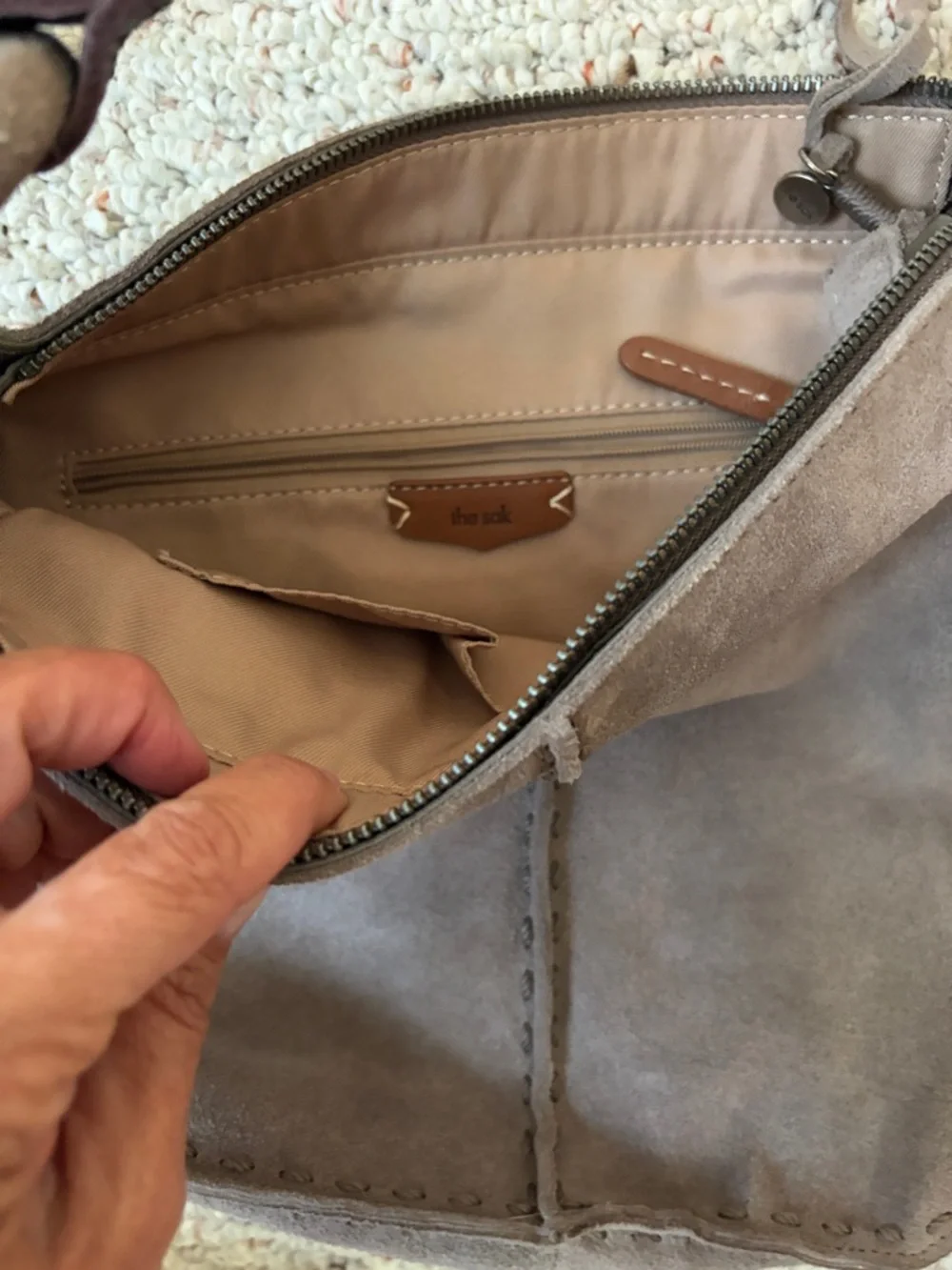 Taupe Suede Crossbody Bag - the Sak
